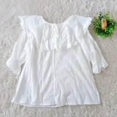 RETRO GIRL ブラウス 白 フリル襟 Ｆ 7分袖 ビック襟　ガーリー