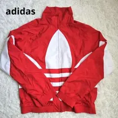 adidas 赤 ビッグトレフォイル ナイロンジャケット ジャンパー　L