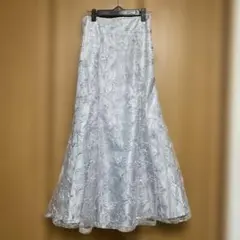 グレイル　フラワー刺繍チュールマーメイドスカート　ブルーグレー　Mサイズ
