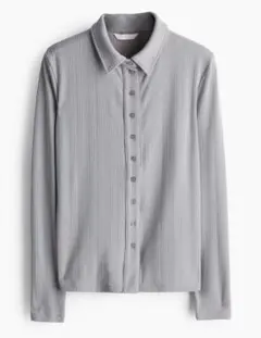 リブジャージーシャツ　【H &M】ノームコア　レディース　秋　オフィスカジュアル