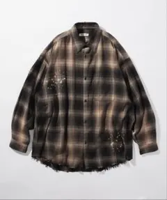 FREAK'S STORE ダメージ加工 オンブレチェック ネルシャツ S