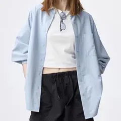 新品タグ付き GU ドルマンスリーブシャツ 2025年モデル ブルー XL