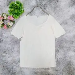 【キヨコタカセ】 半袖トップス (L) ホワイト 半袖 薄手 薄手 シンプル