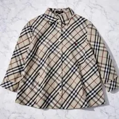 美品 BURBERRY LONDON ノバチェック 七分袖シャツ ベージュ XL