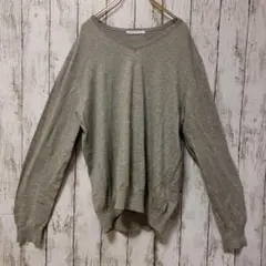 【UNIQLO】コットンカシミヤニットセーター【L】薄手生地　グレー　Vネック