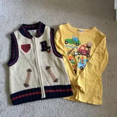 DOUBLE.B ノースリーブベスト クマ刺繍 長袖 カットソー 110