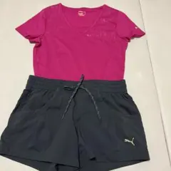PUMA ランニング　上下セット ピンク/黒