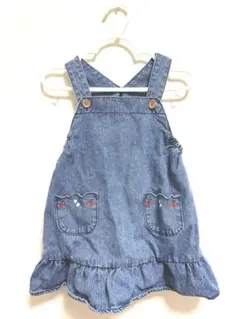 futafuta デニム ジャンバースカート フリル付き