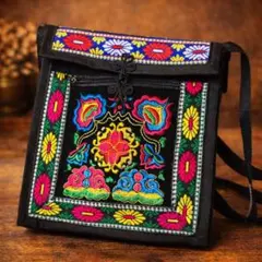 India Art To Wear 刺繍クロスボディバッグ ヒッピー