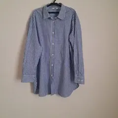 UNIQLO 青白ストライプ 長袖シャツ L