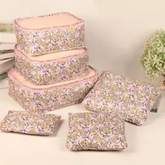 【ダッフィー・ピンク】旅行用 小分けバッグ&ポーチ 6点セット