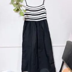 【美品】ZARA ボーダー柄 キャミ ロング ワンピース Lサイズ