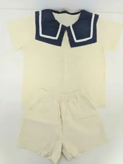 上下セット 半袖 シャツ　マリン　制服風　ズボン　涼しい　お洒落　おしゃれ