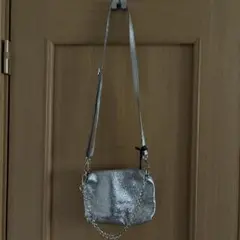 イタリア製 2WAYシルバーショルダーバッグ