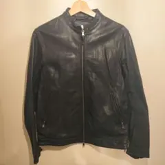 美品 Beauty&Youth シングルライダース M 本革 ゴート ネイビー紺