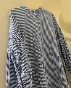 【GRL】青と白のストライプ長袖シャツワンピース