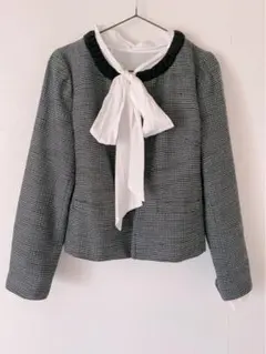 セレモニースーツ フォーマル ノーカラージャケット ブラウス 入園式 入学式 L