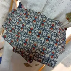 大人の兵児帯半幅帯ハンドメイド澪No2461着物リメイク花柄青・赤