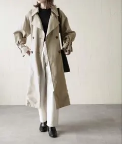 ベージュ トレンチコート ダブルブレスト