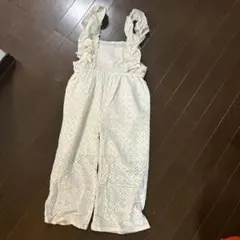 アイボリー フリル付きオーバーオール 120