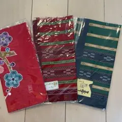 沖縄　ハンカチセット 赤 緑 青 花柄 ストライプ