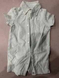 ラルフローレン 緑のストライプロンパース 75