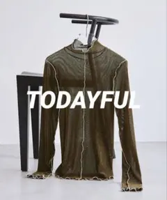 【美品】TODAYFUL フロッキータートルトップス モスグリーン FREEのサムネイル