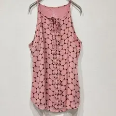 ニューヨーク＆カンパニー ピンク ドット柄 2枚仕立て タンクトップ Sサイズ