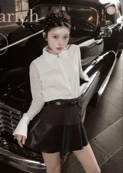【大人気】ダーリッチ♡レザードッキングベルトフリルミニスカート