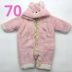 うさぎ耳付きフリースロンパース 70