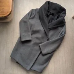 グレー ウールコート ショールカラー