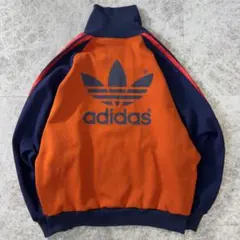 希少 80s アディダス トラックジャケット オレンジ バックロゴ L-XL