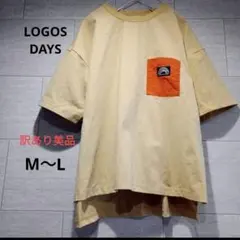 ロゴス Tシャツ レディース M〜L 黄　ポケット 美品 訳あり 半袖 古着