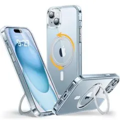 iPhone 15 クリアケース MagSafe対応 スマホリング スタンド
