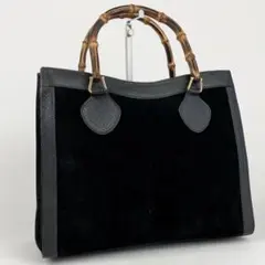 極美品 GUCCI ダイアナ トートバッグ バンブー A4 ブラック スエード