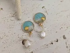 ネピア様専用 ガラス レジン フックピアス - メルカリ