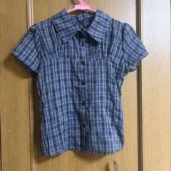 チェック柄　シャツ　ブルー半袖　sprayのサムネイル