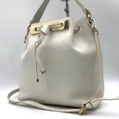 FURLA フルラ 巾着 2WAY ショルダーバッグ 白 ホワイト レザーのサムネイル