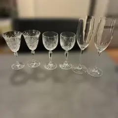 ボヘミアクリスタル　ボヘミアングラス　ペア ワイングラス　6脚　美品