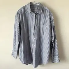 GU ストライプ 青　長袖シャツ S