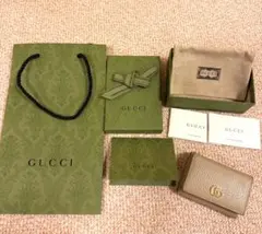 GUCCI グッチ 三つ折り財布 コンパクトウォレット GGマーモント イエロー