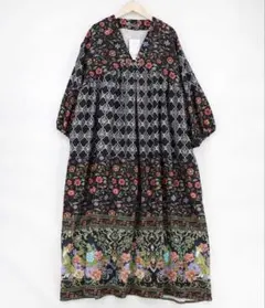 ウィムガゼット 定価3,3万 ゆったりボリュームスリーブ麻混インド刺繍