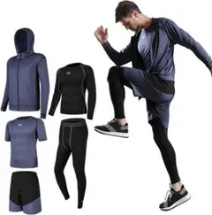 5点セット❣️コンプレッションウェア セット メンズ トレーニングウェア