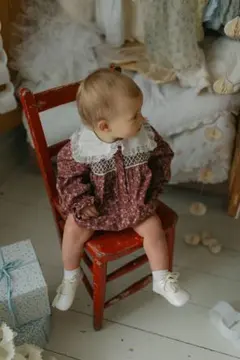 Little Cotton Clothes花柄ロンパース12-18襟付き レース