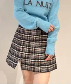 【リリーブラウン】 ツイードチェックミニスカショーパン