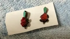 ピアス　　亀と珊瑚とシルバー