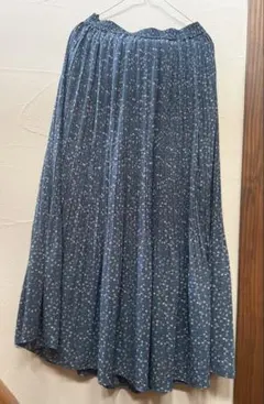 小花柄 プリーツロングスカート ネイビー系 Lサイズのサムネイル