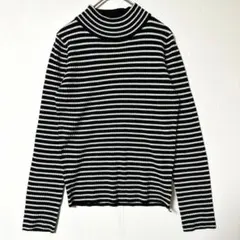 セシルマクビー ボーダーリブニット 長袖 M 黒白 ハイネック Yのサムネイル