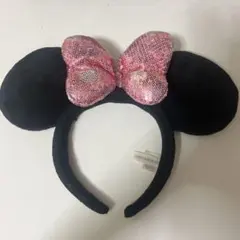 ミニーマウス カチューシャ 黒とピンク