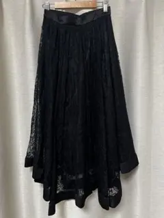 rienda レース フレアスカート ブラック